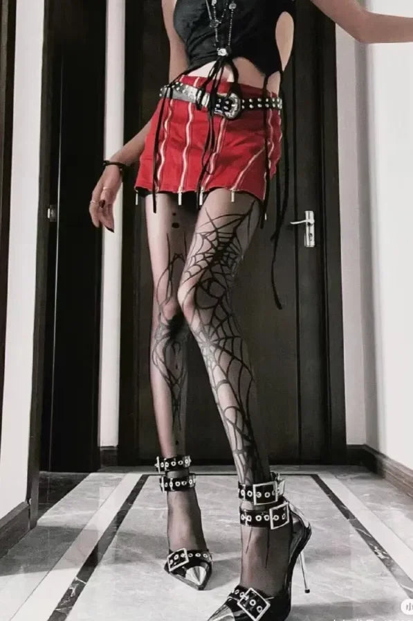 Gothic Vintage Dark Fishnet Tights Stocking Women Emo Spider Web Witch Pantyhose 02 01 02-01-