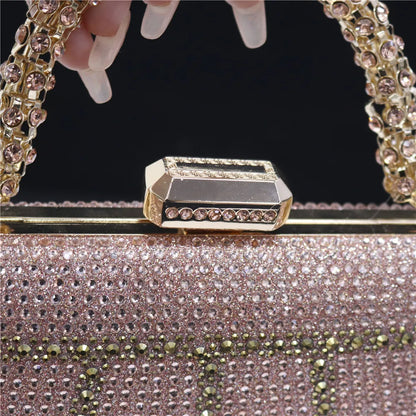 Exquisite Evening Bag With Diamond Design Fashion Handle Clutch Rhinestone Embellished Long Chain Bag