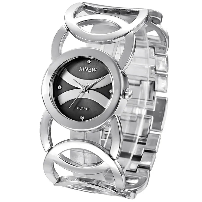 Ladies Casual Golden Luxury Quartz Bracelets Watch
