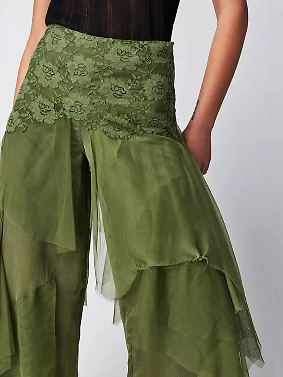 Women Y2k Aesthetic Ruffle Layered Long High Waist Wide Leg Trousers green / XL / CHINA green / L / CHINA green / XXXL / CHINA green / XL / CHINA-green / L / CHINA-green / XXXL / CHINA-green / XXL / CHINA-green / M / CHINA-green / S / CHINA-