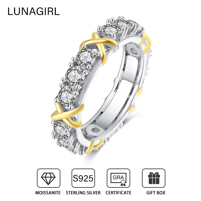 1.5CT D Color Moissanite Full Diamond Ring for Men Women S925 Sterling Silver Two Color Design Trendy Luxury Rings Fine Jewelry