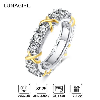 1.5CT D Color Moissanite Full Diamond Ring for Men Women S925 Sterling Silver Two Color Design Trendy Luxury Rings Fine Jewelry