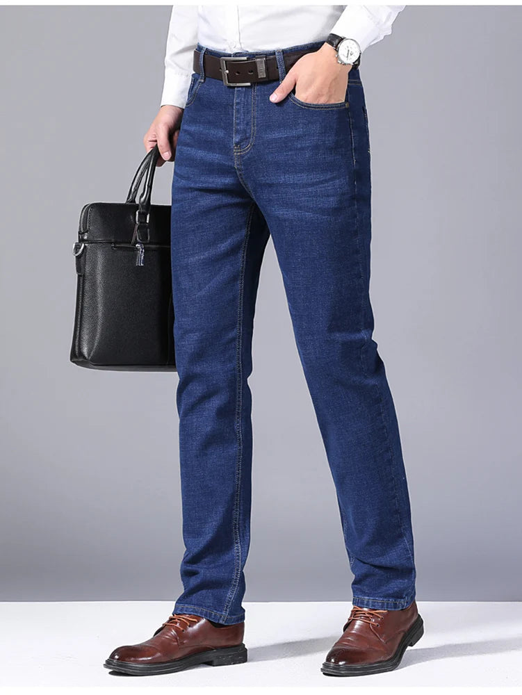 Stretch Slim Fit Pants Comfortable Soft Straight Casual Denim