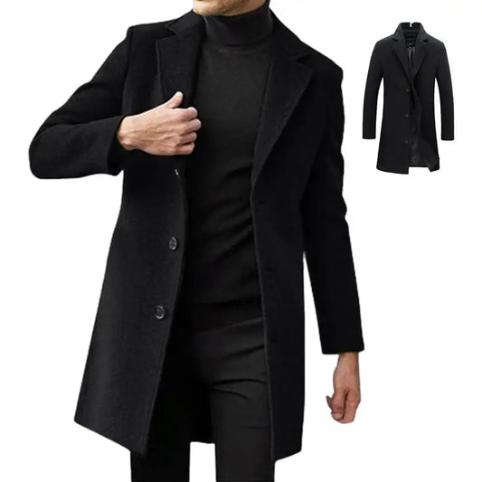 Trench Coat Wool Long Sleeve Winter Slim Fit for Boys Males Adults