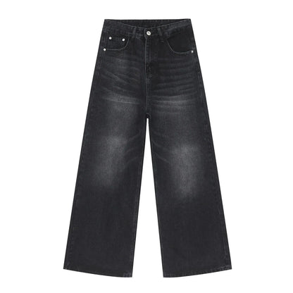 Men'S Baggy Hip Hop Jeans Wide Leg Skater Denim Pants Casual Loose Fit Long Trousers