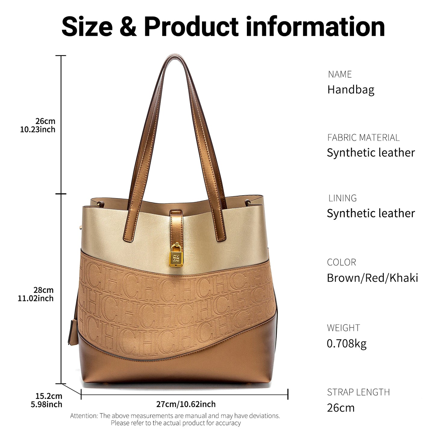 CHCH Women's Large Capacity Tote Bag Spring New Splicing Design Bag