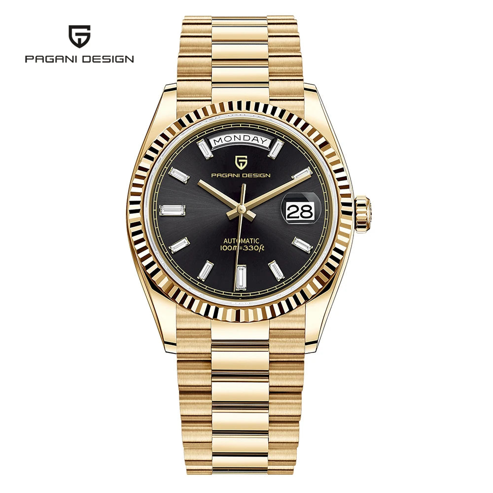 Rose Gold Luxury Automatic Watch For Men Mechanical Wristwatches Sapphire Mirror Clock Gift Man