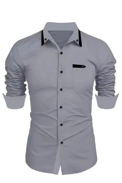 Men's Casual Solid Color Long Sleeve Shirt Soft and Comfortable