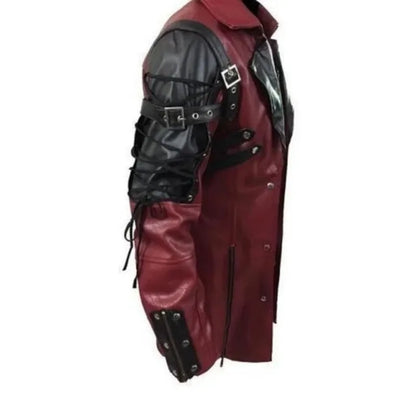 Men's Gothic Trench Coat Leather Punk Style Biker Jacket