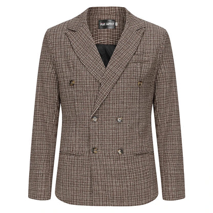 Men s Classic Plaid Print  Fit Blazer Jacket with Notched Lapel and Two Button Closure for Fall Fashion Comfort