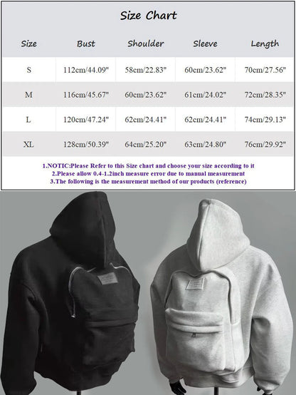 Unisex Zip Up Hoodie 3D Creative Jacket with Backpack Lightweight Hooded Sweatshirts Fashion Outfits with Pocket