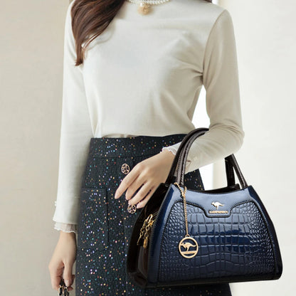 Luxury Patent Leather Handbags for Women Designer Crocodile Pattern Women's Shoulder Crossbody