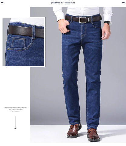 Stretch Slim Fit Pants Comfortable Soft Straight Casual Denim