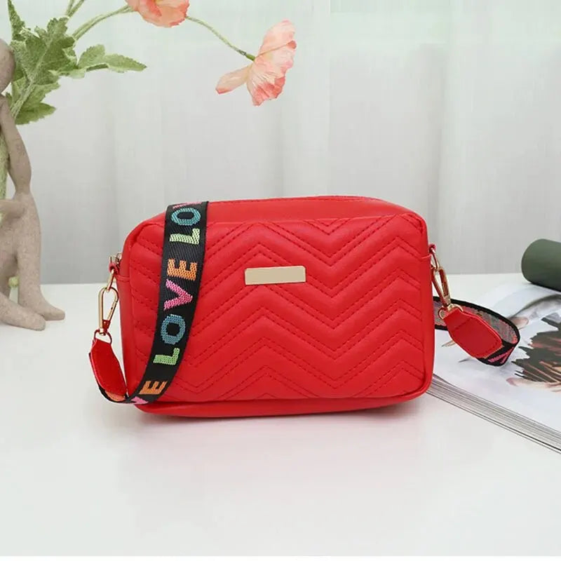 Embroidered Camera Bag PU Material Casual Small Square Bag Versatile Shoulder Strap