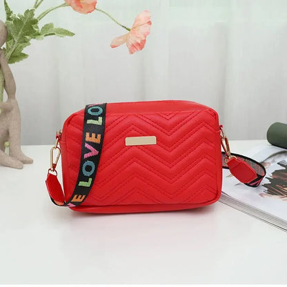 Embroidered Camera Bag PU Material Casual Small Square Bag Versatile Shoulder Strap