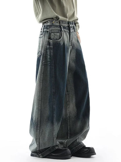 Women's Blue Vintage High Waist Wide Leg Denim Jeans Y2K Harajuku American 2000S Emo Aesthetic Streetwear Fashion Clothing 2025
