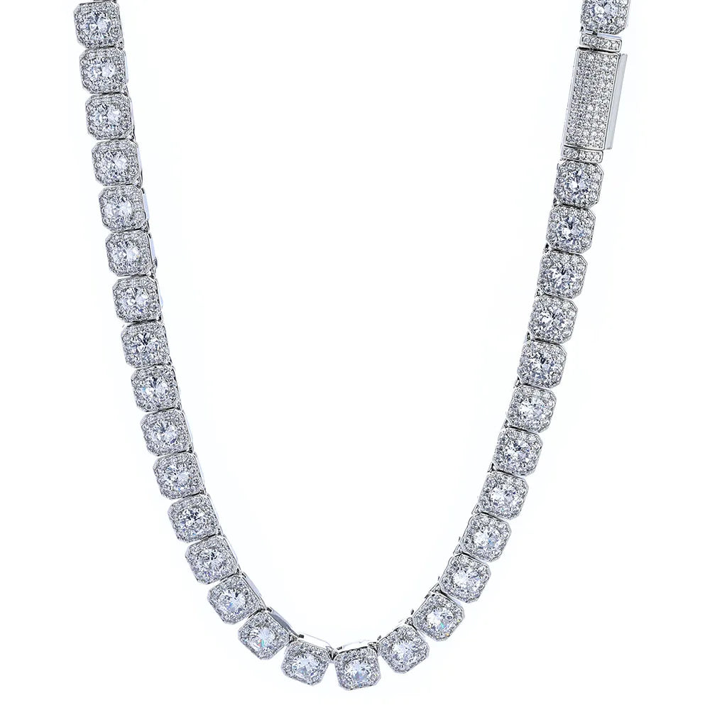 ICEOMG Hip Hop Jewelry 7mm Cluster Tennis Chain Necklace Shiny Diamond Thin Necklace Iced Out Chain for Man Women