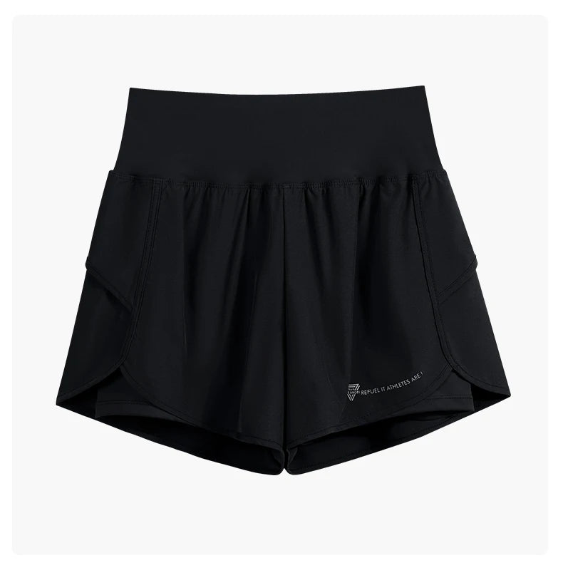 DRUR Yoga Short Woman Jogging Fitness Elastic Waist 2 In 1 Workout Shorts With Pockets