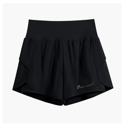 DRUR Yoga Short Woman Jogging Fitness Elastic Waist 2 In 1 Workout Shorts With Pockets