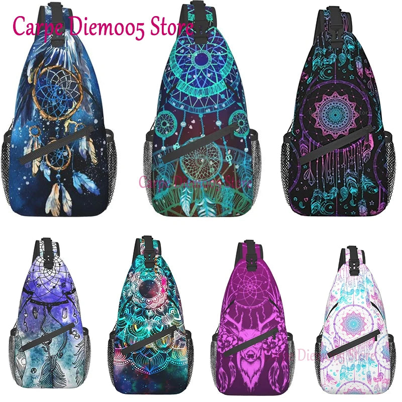 Sling Bag Watercolor Boho Dreamcatcher Daypack Crossbody Shoulder Backpack