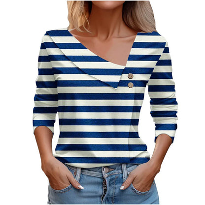 T Shirt For Women Fashion Long Sleeve Top White Floral Print Shirt