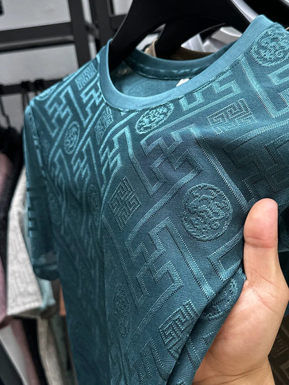 Silk Breathable Short Sleeve Men O-neck Top Cool Comfortable T-shirt