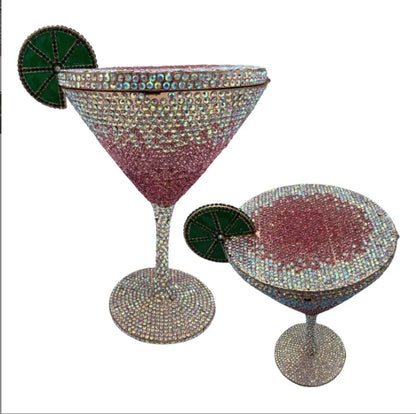 Jewels Martini purse Diamond Evening Purses Crystals Bridal Handbag Dinner Purses Rhinestone Party Clutch Bags