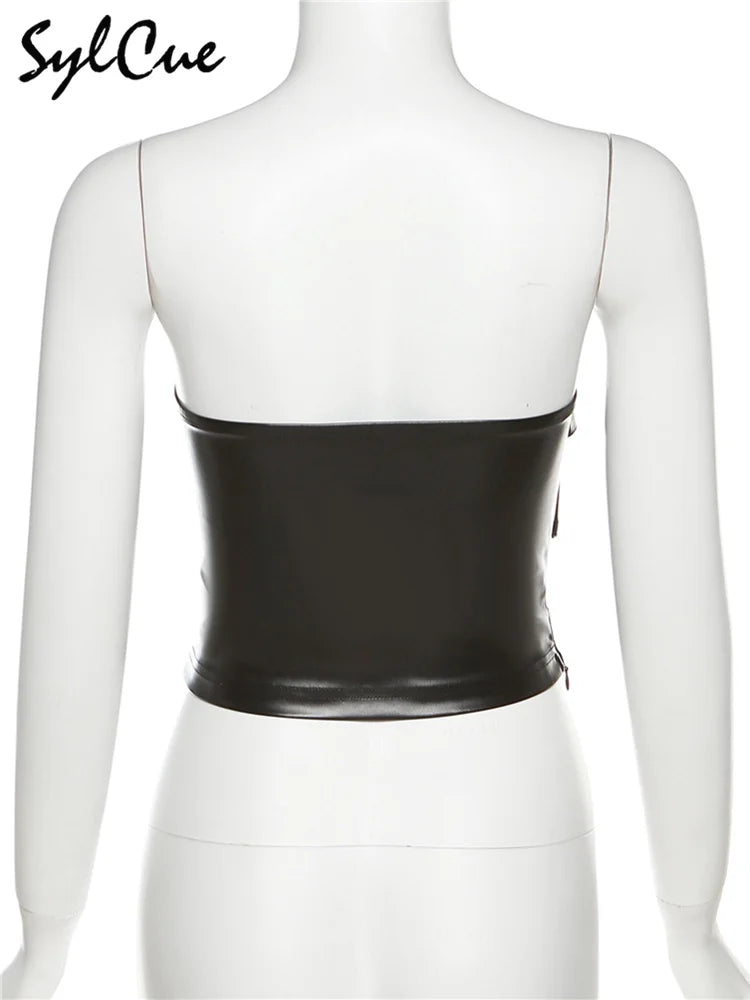 Retro Matte Black Mysterious All-Match Personality Fashionable Belt Chest Wrap Vest
