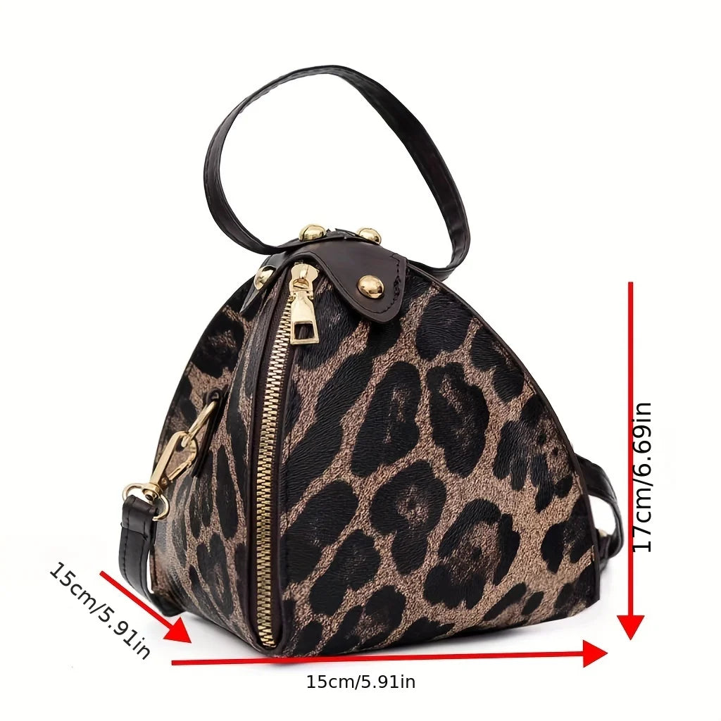 Print Triangle Handbag, Trendy Mini Crossbody Bag, Women's Clutch Purse For Party Prom Dating