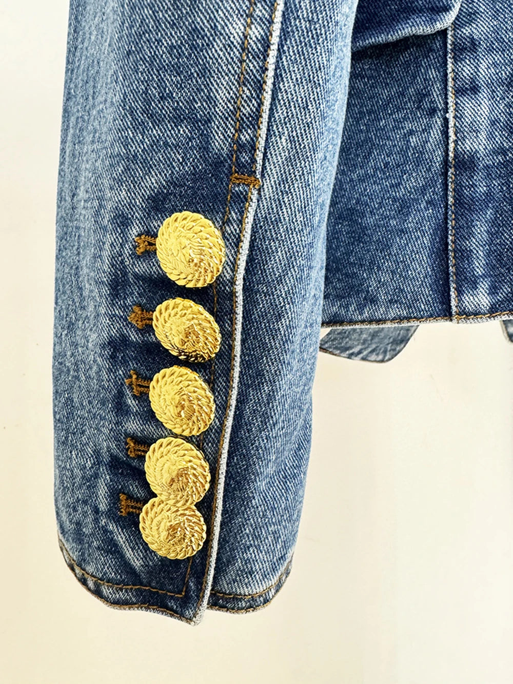 Women'S Double Breasted Slim Fit Denim Blazer Long Sleeve Jean Jacket High Waisted Pencil Mini Skirt Set