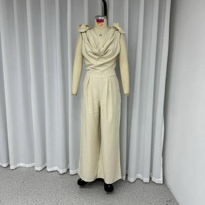 Fashion Jumpsuits for Women Casual Lace Up Slim Sleeveless Lady Office Wide Legs A / L A / XL A / S A / L-A / XL-A / S-A / M-