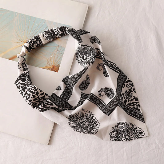 Floral Print Bohemian Makeup Hair Accessories Elastic Modis Headband Scarf Triangle