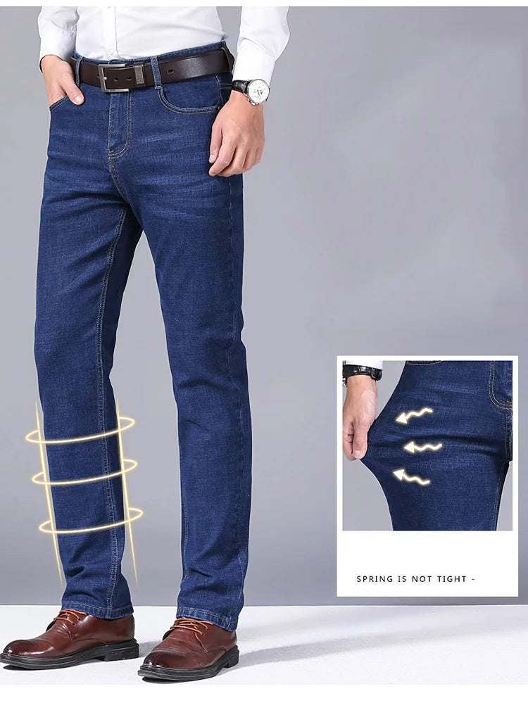 Stretch Slim Fit Pants Comfortable Soft Straight Casual Denim