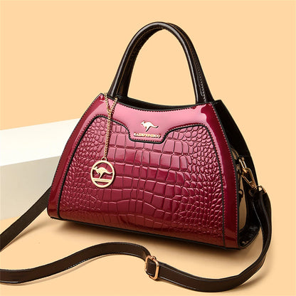Luxury Patent Leather Handbags for Women Designer Crocodile Pattern Women's Shoulder Crossbody