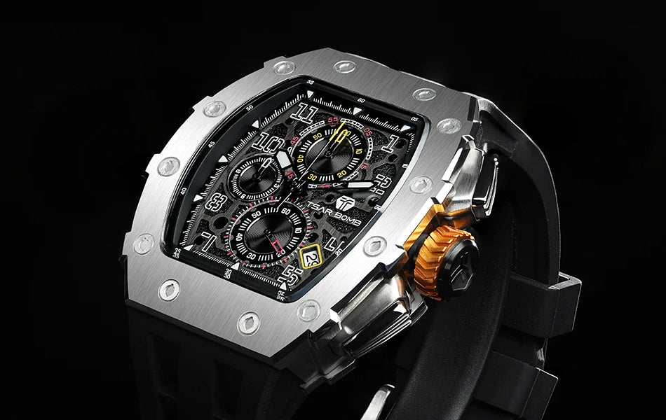 Luxury Brand Tonneau Design Waterproof Clock Stainless Steel Wristwatch Rectangle