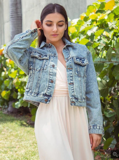 Denim Jacket Female Light Blue Diamond Tassel Coat Single-Breasted Open Back Women Jeans Coat
