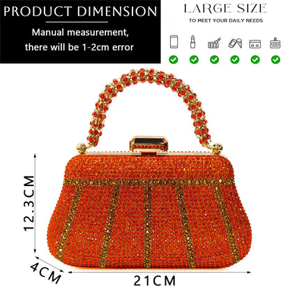 Exquisite Evening Bag With Diamond Design Fashion Handle Clutch Rhinestone Embellished Long Chain Bag
