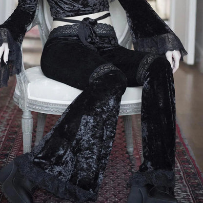 Cargo Pants Women High Waisted Fashion Long Pants Women Pants Gothic Lace Pants Paneled Wide-Leg Pants брюки женские