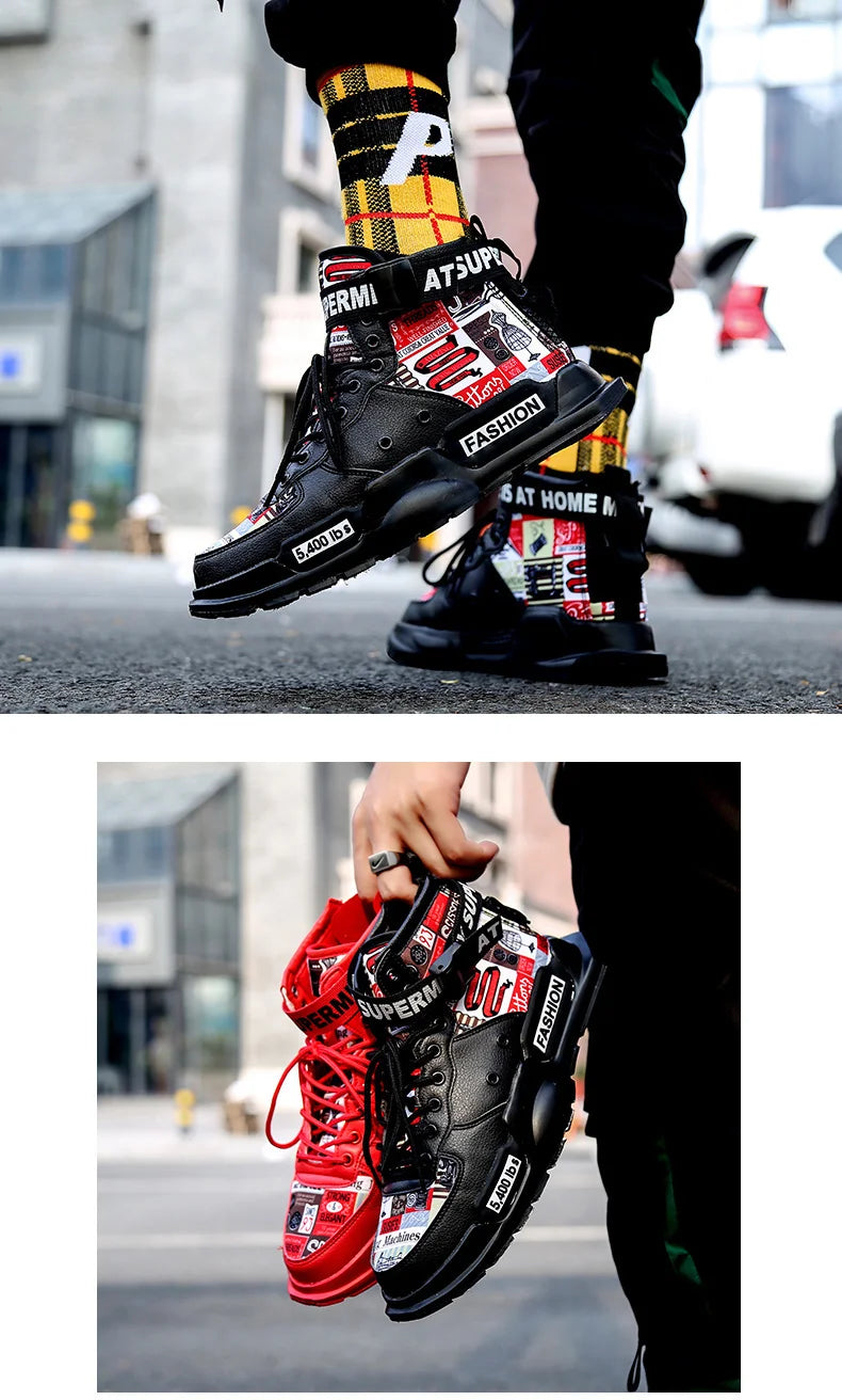 Men Shoes High Quality Sneakers Platform Breathable Lightweight Red Basket