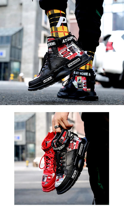 Men Shoes High Quality Sneakers Platform Breathable Lightweight Red Basket