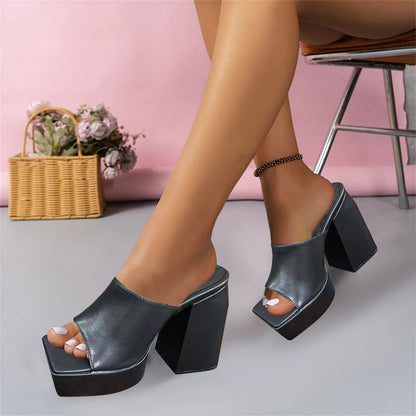 Cow Print Peep Toe Sandals Thick High Heel Wedge Platform Shoes Black / 37 / United States Black / 38 / United States 