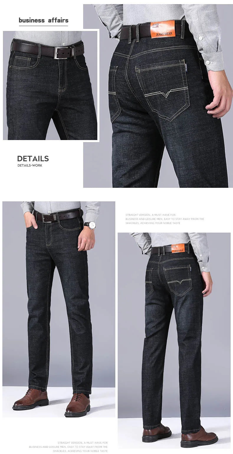 Stretch Slim Fit Pants Comfortable Soft Straight Casual Denim