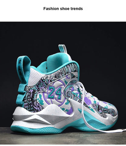 Men's Basketball Breathable Outdoor Shoes Fashion Graffiti Training Shoes