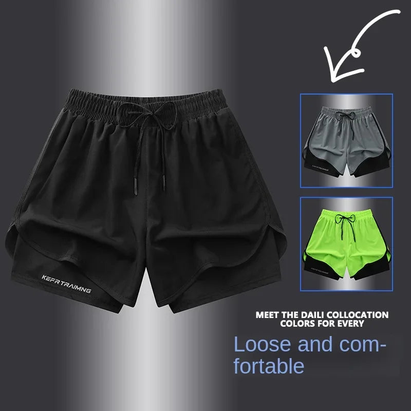 Sports Three Piece Pants Anti glare Double layered Sports Shorts for Men and Women