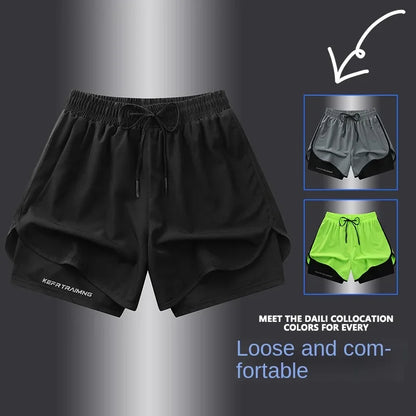 Sports Three Piece Pants Anti glare Double layered Sports Shorts for Men and Women
