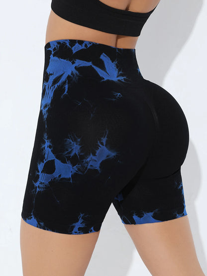 Tie Dye Shorts Woman Fitness Seamless Butt Lifting Shorts One Pieces Activewear Running Outdoors
