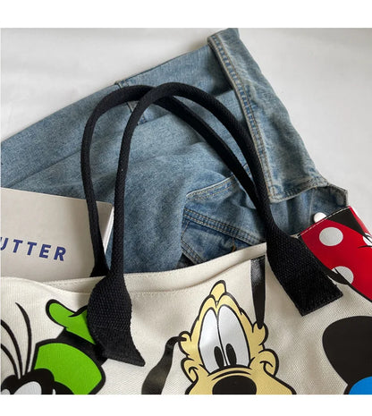 DisneyCartoon Mickey Fashion Versatile Large Capacity Canvas Shoulder Bag Women's Casual Versatile Tote Bag