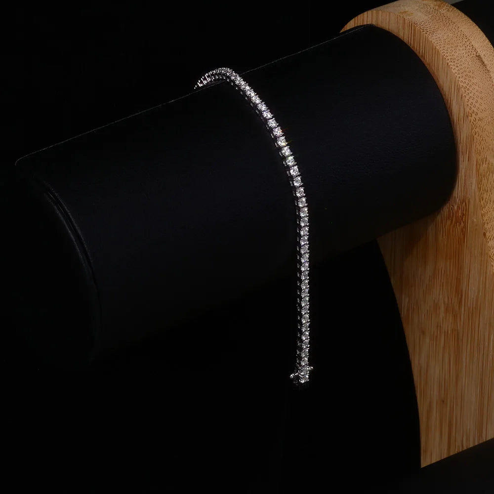 925 VVS Pass Diamond Tester Sterling Silver 2mm Moissanite Tennis Chain Necklace Women Engagement Jewelry High Quality