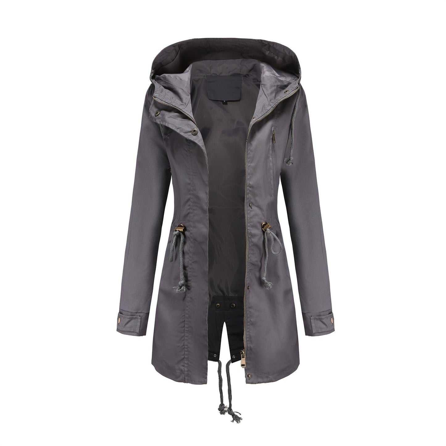 Women Jacket Windproof Windbreaker Trench Coats Female Hooded Drawstring Long