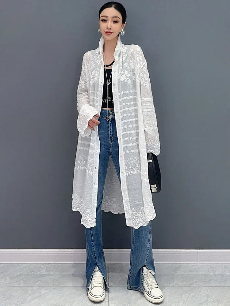 Long Sleeve Blouse Sunscreen Overcoat Trendy Casual Loose Women's Long Shirt